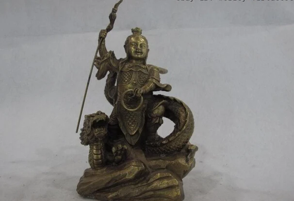 fast shipping USPS to USA S0931 Chinese Classic mythos pure brass copper Nezha nataku warrior ride Dragon statue 
fast shipping USPS to USA S0931 Chinese Classic mythos pure brass copper Nezha nataku warrior ride Dragon statue