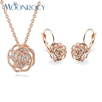 MOONROCY Trendy Crystal Necklace and Earrings Rose Gold Color Jewelry Set for Women Lovers Girls Gift Dropshipping Wholesale
MOONROCY Trendy Crystal Necklace and Earrings Rose Gold Color Jewelry Set for Women Lovers Girls Gift Dropshipping Wholesale