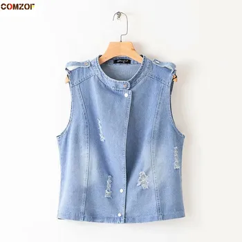 2019 Spring women hole denim vests sleeveless jacket zipper waistcoat womens jeans vest chalecos para mujer plus size 2XL-5XL
2019 Spring women hole denim vests sleeveless jacket zipper waistcoat womens jeans vest chalecos para mujer plus size 2XL-5XL