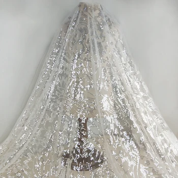 2Yards Nigerian Silver Sequined Lace Fabrics High Quality African Lace Fabric For Wedding Evening Dress French Tulle Lace
2Yards Nigerian Silver Sequined Lace Fabrics High Quality African Lace Fabric For Wedding Evening Dress French Tulle Lace
