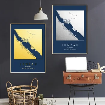 USA Colored And Gold City Maps Juneau Alaska Canvas Poster Wall Pictures for Living Room No Frame
USA Colored And Gold City Maps Juneau Alaska Canvas Poster Wall Pictures for Living Room No Frame
