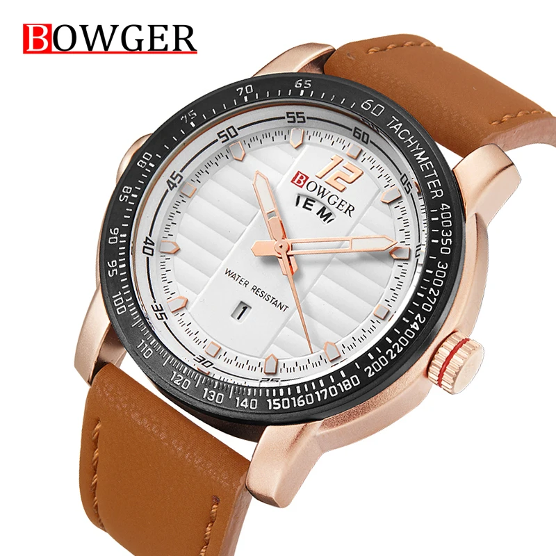 Luxury Mens Calendar BOWGER Brand Waterproof Fashion Casual Sport Watch Man Quartz Clock Leather Wristwatches Relogio Masculino
Luxury Mens Calendar BOWGER Brand Waterproof Fashion Casual Sport Watch Man Quartz Clock Leather Wristwatches Relogio Masculino