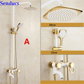 Senducs White Gold Shower Set With Quality Brass Bathroom Shower Faucet Rainfall Top Spray Bath Shower Sets Gold Shower Hose
Senducs White Gold Shower Set With Quality Brass Bathroom Shower Faucet Rainfall Top Spray Bath Shower Sets Gold Shower Hose