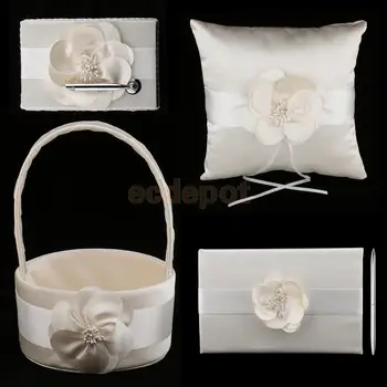 4 Pieces Sash Wedding Set Guest Book Pen Holder Flower Basket Ring Pillow Champagne
4 Pieces Sash Wedding Set Guest Book Pen Holder Flower Basket Ring Pillow Champagne