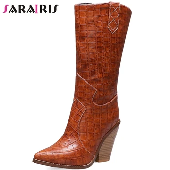 SARAIRIS half-knee boots woman 2019 hot sale wooden blocked heels boots slip on mid calf ladies boots woman big size 34-44
SARAIRIS half-knee boots woman 2019 hot sale wooden blocked heels boots slip on mid calf ladies boots woman big size 34-44