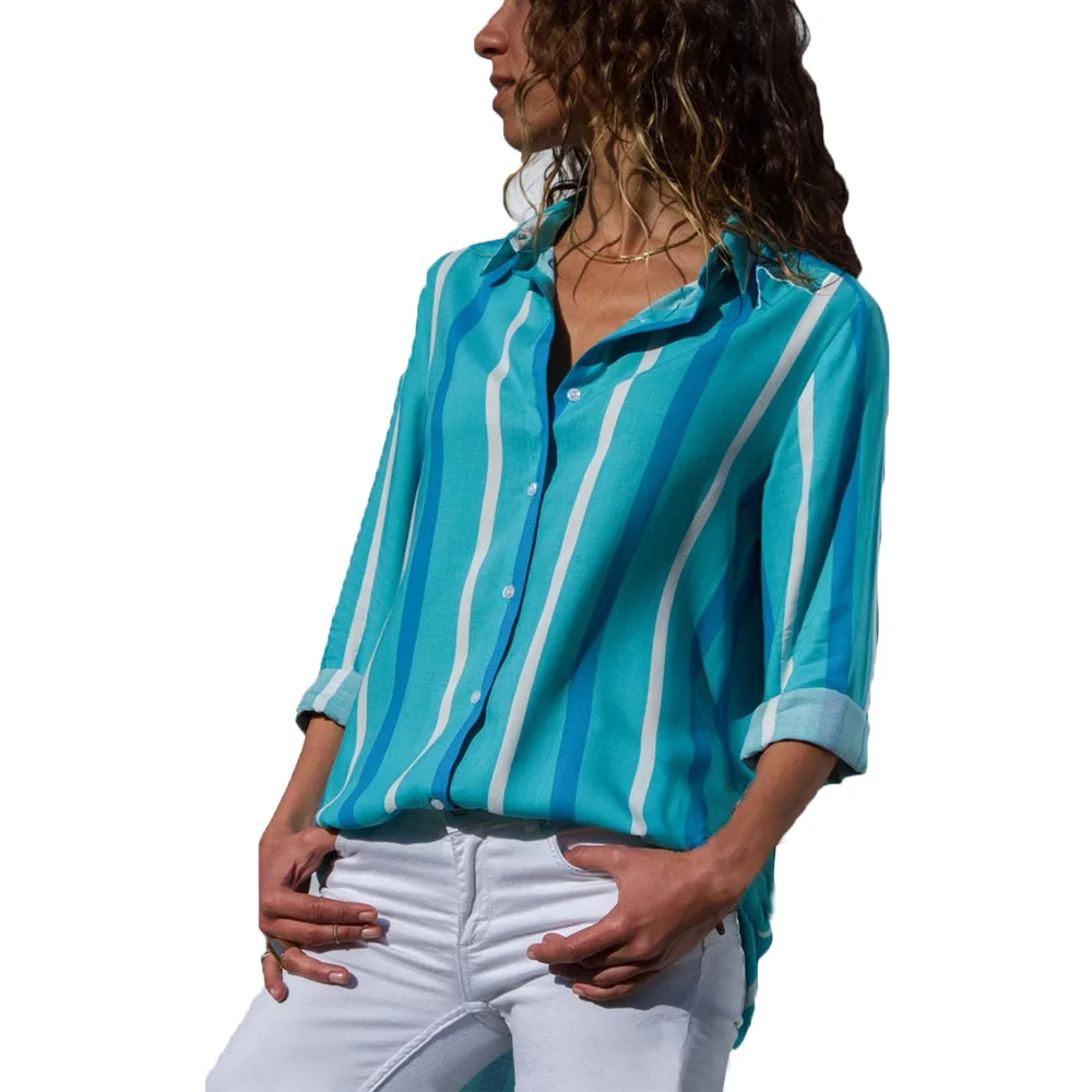 Blue-Tricolor-Stripe-Long-Sleeve-Button-Down-Shirt-LC251153-4-1