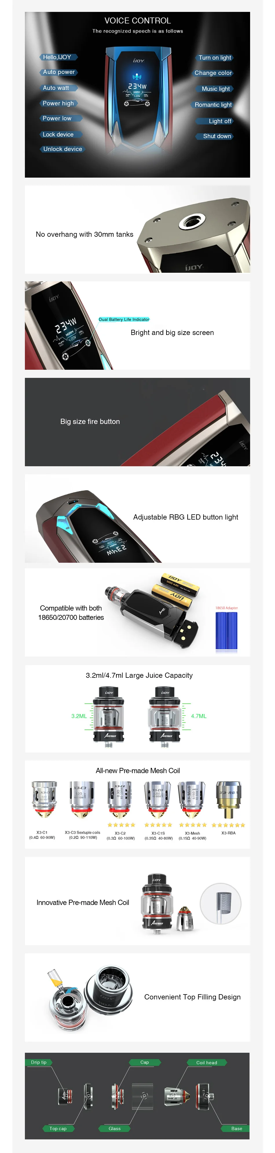 IJOY Avenger 270 234W Voice Control TC Kit 6000mAh