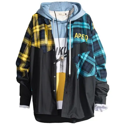Patchwork Plaid Shirt Men Long Sleeve Korean Oversized Vintage Mens Shirts Streetwear Hip Hop Blouse Blusas Masculinas T6V024
Patchwork Plaid Shirt Men Long Sleeve Korean Oversized Vintage Mens Shirts Streetwear Hip Hop Blouse Blusas Masculinas T6V024