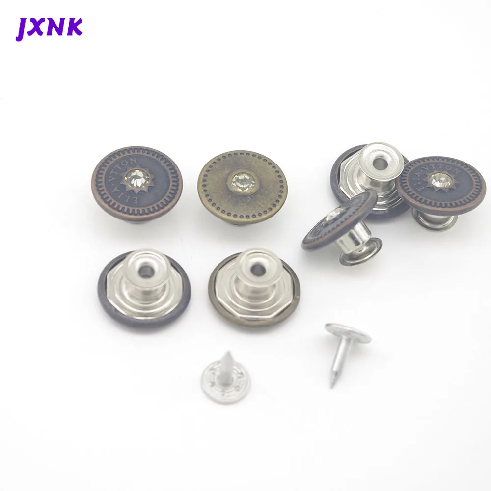 10sets/lot 17mm Rhinestone metal brass jeans button shank button for garment pants sewing clothes Leather handmade accseeories
10sets/lot 17mm Rhinestone metal brass jeans button shank button for garment pants sewing clothes Leather handmade accseeories