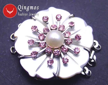 Qingmos 40mm Double Layer Shell Cameo Flower 3 string Pearl Clasp Accessories for Jewelry with Pink Crystal-gp124
Qingmos 40mm Double Layer Shell Cameo Flower 3 string Pearl Clasp Accessories for Jewelry with Pink Crystal-gp124