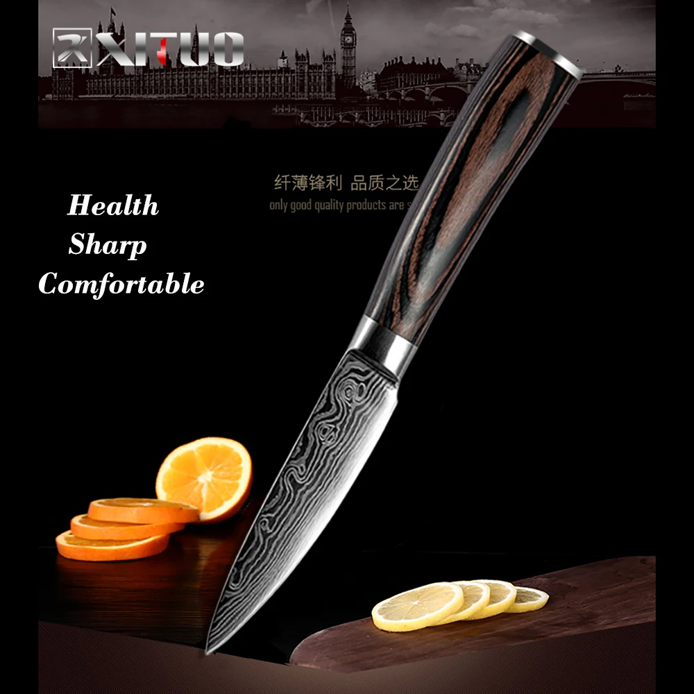 XITUO 3.5inch Utility Paring Knife Pretty pattern steel Very Sharp Fruit knife Kitchen life tools color wood handle FREE SHIPPIN
XITUO 3.5inch Utility Paring Knife Pretty pattern steel Very Sharp Fruit knife Kitchen life tools color wood handle FREE SHIPPIN