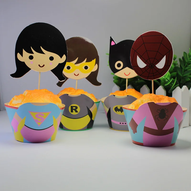 12sets Girls Superhero The Avengers Spiderman Superman Batman Cupcake Wrappers and Toppers Cases Kid's Birthday Party Favors
12sets Girls Superhero The Avengers Spiderman Superman Batman Cupcake Wrappers and Toppers Cases Kid's Birthday Party Favors