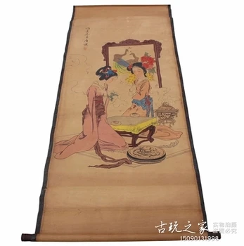 Antique calligraphy and painting (Tang Bohu two women playing chess) drawing room drawing
Antique calligraphy and painting (Tang Bohu two women playing chess) drawing room drawing
