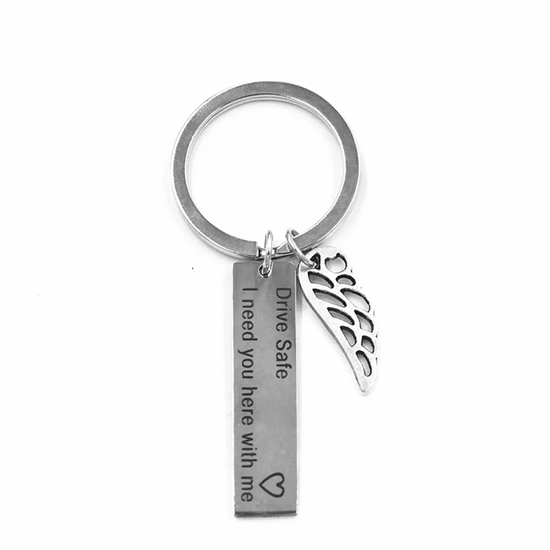 Wing and Car Shaped Personalized Keychain Drive Safe Boyfriend Gift Couples Key Chain Husband Fob Ring Accessory | Украшения и