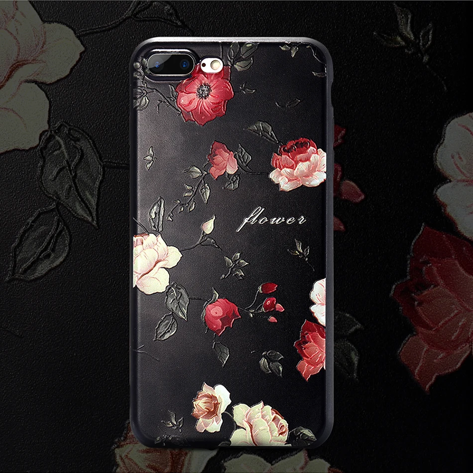 KISSCASE 3D Relief Flower Case For iPhone 8 Plus iPhone 6 Case Sexy Girly Soft Silicon Cover For iPhone 7 iPhone 5S X Case Funda 28