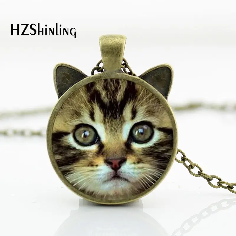 

CN-00717 2017 New Cat Face Necklace Cute Cat Pendant Lovely Cat Jewelry Glass Dome Pendant Necklace HZ2