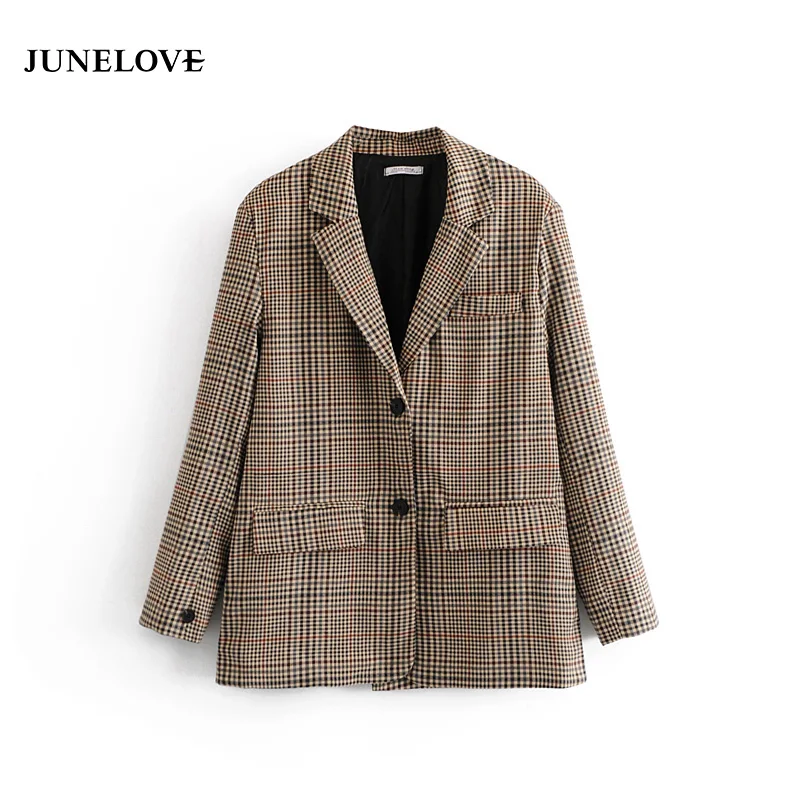 JuneLove Women New Spring Long Sleeve Plaid Blazers Vintage Single Breasted Female Blazers Casual Retro Ladies Blazers Outwears
JuneLove Women New Spring Long Sleeve Plaid Blazers Vintage Single Breasted Female Blazers Casual Retro Ladies Blazers Outwears