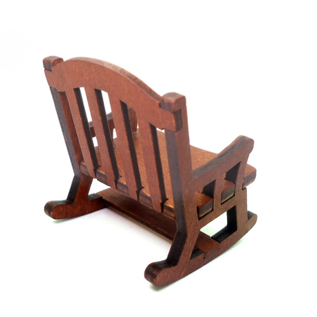 1/12 Dollhouse Miniature Room Furniture Wooden Rocking Chair Woven Seat Handicraft For Girls Dollhouse