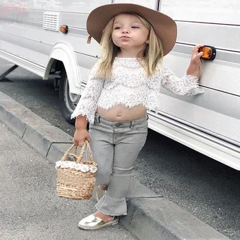 Kids Toddler Girl Summer Long Sleeve Lace T-shirt Mesh Blouse Shirt 2Pcs/Set Baby Girls Slim Flared Trousers Casual Denim Jeans
Kids Toddler Girl Summer Long Sleeve Lace T-shirt Mesh Blouse Shirt 2Pcs/Set Baby Girls Slim Flared Trousers Casual Denim Jeans