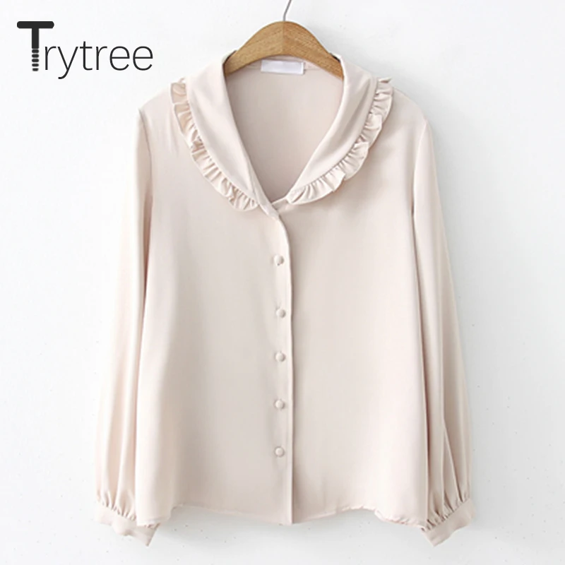 Ttytree Spring Solid Blouses Casual shirt Women Ruffles Turn-down Collar Full Sleeve Single-breasted Polyester Tops Shirts
Ttytree Spring Solid Blouses Casual shirt Women Ruffles Turn-down Collar Full Sleeve Single-breasted Polyester Tops Shirts