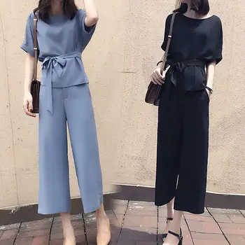 O-neck Regular Women's Summer Suit Elegant Fashion Women 2 Piece Set Top And Pants Chiffon Brief Women Sets Clothes
O-neck Regular Women's Summer Suit Elegant Fashion Women 2 Piece Set Top And Pants Chiffon Brief Women Sets Clothes