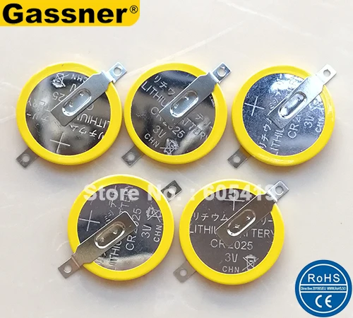500pcs/Lot CR2025 3V Lithium Button Battery with Pins/Tabs, Horizontal Flat Mounting Type (CR2025-1F2)
500pcs/Lot CR2025 3V Lithium Button Battery with Pins/Tabs, Horizontal Flat Mounting Type (CR2025-1F2)