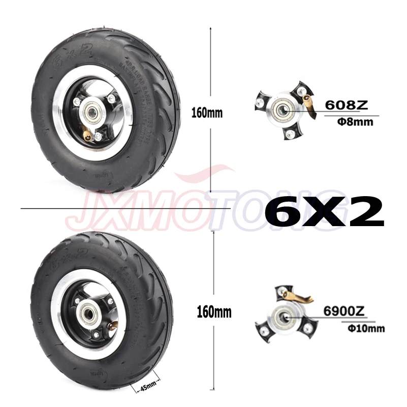 6X2 Inflation Tire Wheel Use 6" Alloy Hub 160mm Pneumatic Tyre Electric Scooter Pneumatic Wheel Trolley Cart Air Wheel M8 / M10
6X2 Inflation Tire Wheel Use 6" Alloy Hub 160mm Pneumatic Tyre Electric Scooter Pneumatic Wheel Trolley Cart Air Wheel M8 / M10