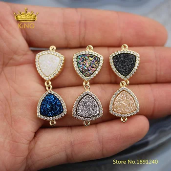 10pcs Bulk Triangle Druzy Agates with Rhinestone Charms Connectors for Bracelet,Natural Stone Titanium Drusy Fine Jewelry DSS147
10pcs Bulk Triangle Druzy Agates with Rhinestone Charms Connectors for Bracelet,Natural Stone Titanium Drusy Fine Jewelry DSS147