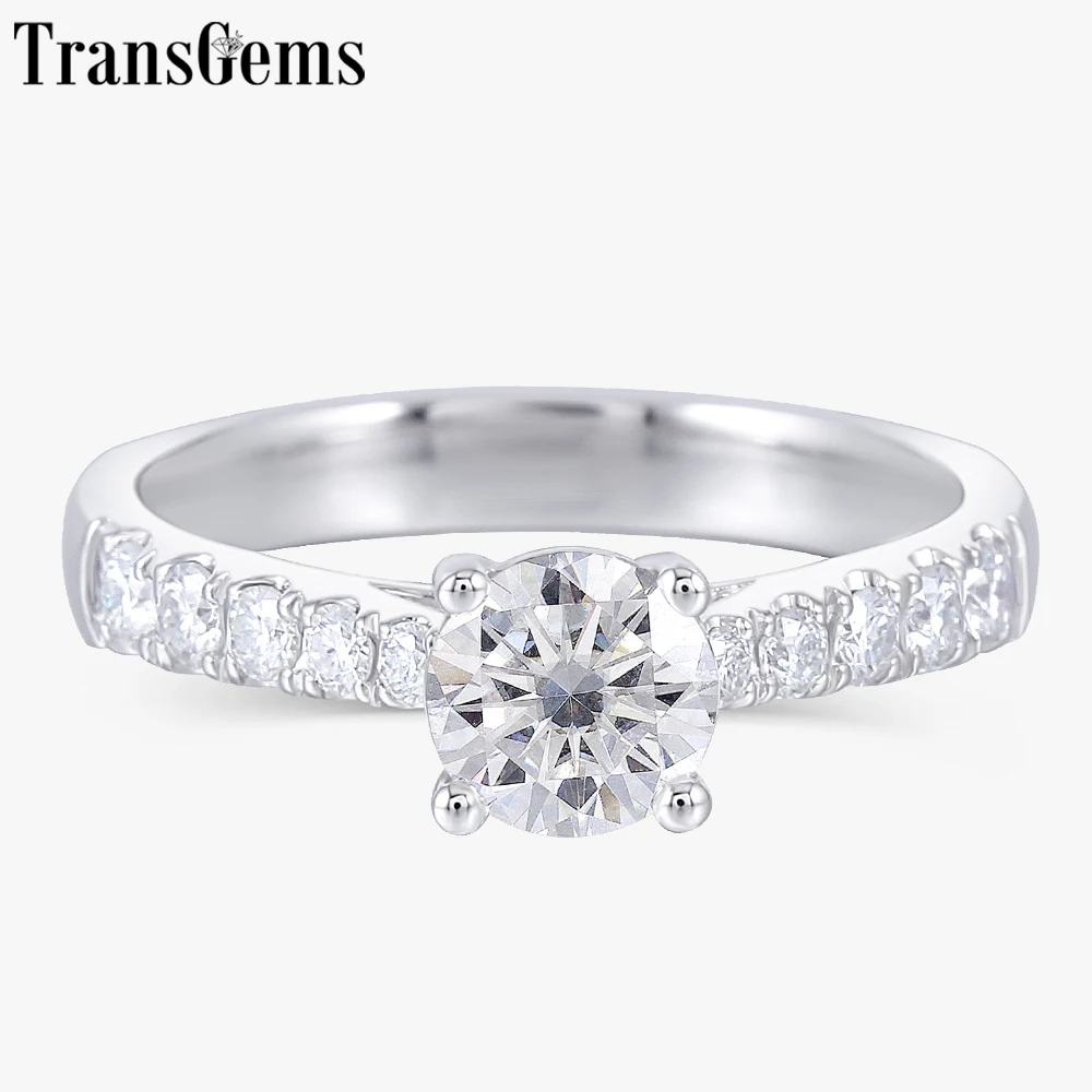 Transgems Solid 14K 585 White Gold 0.6ct 5.5mm F Color Moissanite Engagement Ring for Women Wedding Gift
Transgems Solid 14K 585 White Gold 0.6ct 5.5mm F Color Moissanite Engagement Ring for Women Wedding Gift