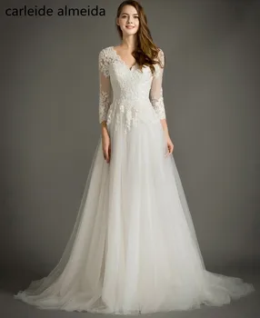 Vestidos de Novia V-Neck Simple Wedding Dress with 3/4 Sleeves Cheap Wedding Gowns Robe Mariage A-Line Matrimonio
Vestidos de Novia V-Neck Simple Wedding Dress with 3/4 Sleeves Cheap Wedding Gowns Robe Mariage A-Line Matrimonio