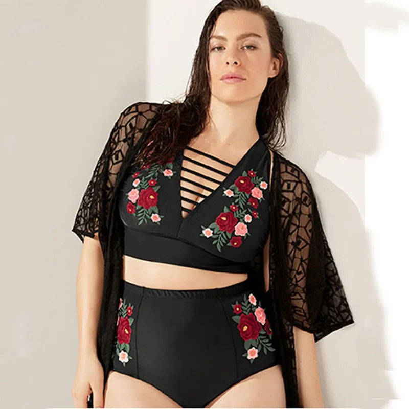 Floral Printed High Cut Women Plus Size Bikini set High Waisted Flower Large Swimsuit Back Cross Bandage Swimwear XL-4XL Biquini
Floral Printed High Cut Women Plus Size Bikini set High Waisted Flower Large Swimsuit Back Cross Bandage Swimwear XL-4XL Biquini