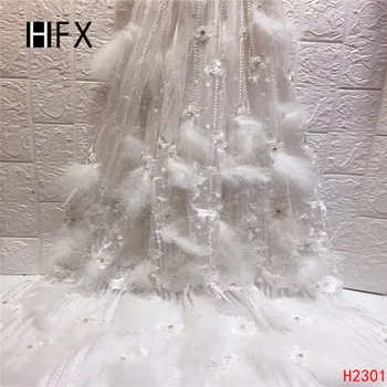 HFX top quality newest fashionable Wedding dress feather embroidery French mesh tulle African lace fabric free shipping H2300
HFX top quality newest fashionable Wedding dress feather embroidery French mesh tulle African lace fabric free shipping H2300