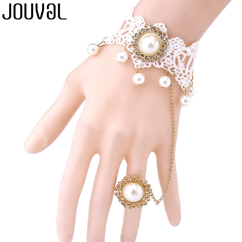 JOUVAL Vintage White Lace Finger Bracelet Women Wedding Jewelry Chain With Simulated Pearl Hand Bracelet&Bangle Gothic Accessory
JOUVAL Vintage White Lace Finger Bracelet Women Wedding Jewelry Chain With Simulated Pearl Hand Bracelet&Bangle Gothic Accessory