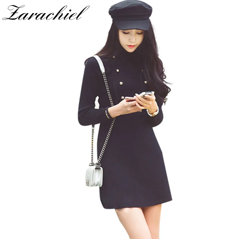 Zarachiel 2019 Autumn Winter Women Knitting Sweater Dress Long Sleeve Double-Breasted Military Formal Black Swing Dress Vestidos
Zarachiel 2019 Autumn Winter Women Knitting Sweater Dress Long Sleeve Double-Breasted Military Formal Black Swing Dress Vestidos