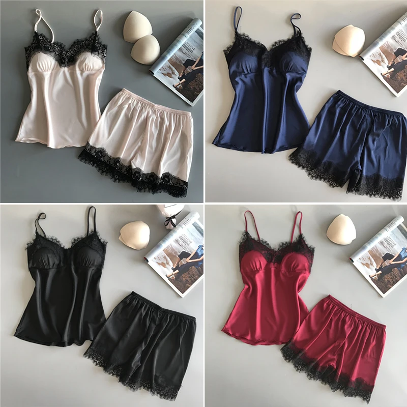 Women Sexy Lingerie Set Lace Vest Top Shorts Satin Nightdress Nightwear Suit Pink Strap Satin Silk Vest Lace Top Shorts
Women Sexy Lingerie Set Lace Vest Top Shorts Satin Nightdress Nightwear Suit Pink Strap Satin Silk Vest Lace Top Shorts