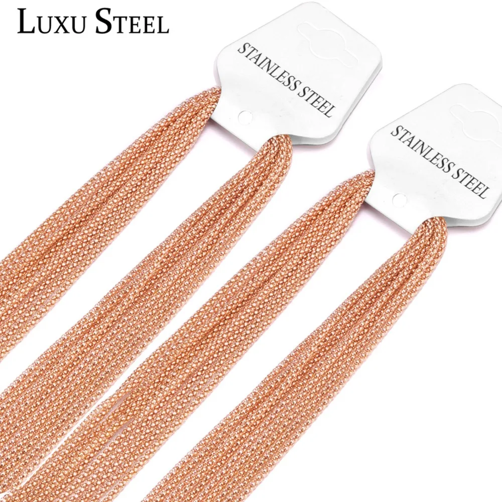 

LUXUSTEEL 10pcs/lots Wholesale Chain Necklaces Width 2mm 45/50/55/60cm Round Shape Stainless Steel Lobster Clasp Necklaces Party