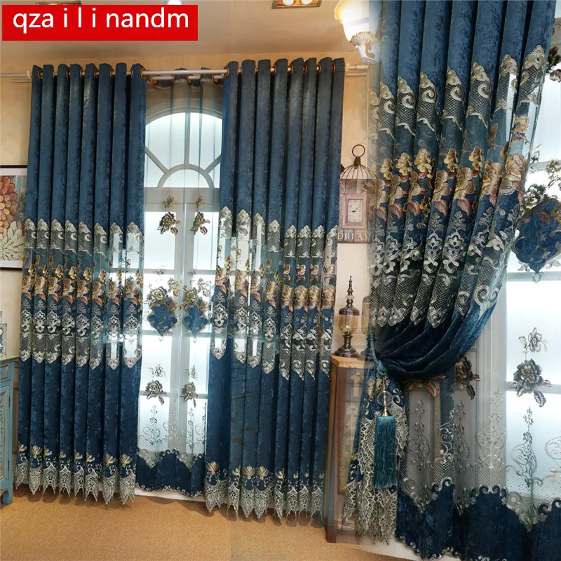 European Style Chinese Version Embroidered Luxury Curtains for Living Room Balcony Blue Tulle Curtain for bedroom Decor
European Style Chinese Version Embroidered Luxury Curtains for Living Room Balcony Blue Tulle Curtain for bedroom Decor