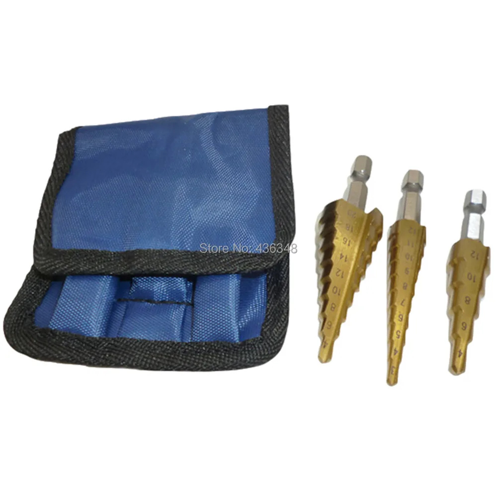 3pcs hss titanium coated high speed steel step bits tool for steel metal iron wood insulation board metric 4-12mm 4-20mm 3-12mm
3pcs hss titanium coated high speed steel step bits tool for steel metal iron wood insulation board metric 4-12mm 4-20mm 3-12mm