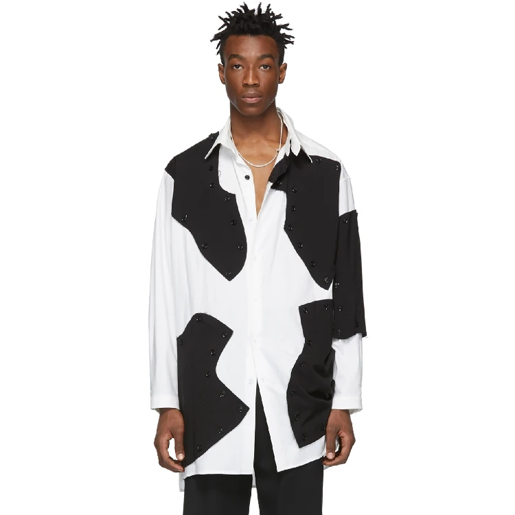 S-6XL!!Fashionable style men's shirt stitching block loose asymmetrical irregular.
S-6XL!!Fashionable style men's shirt stitching block loose asymmetrical irregular.