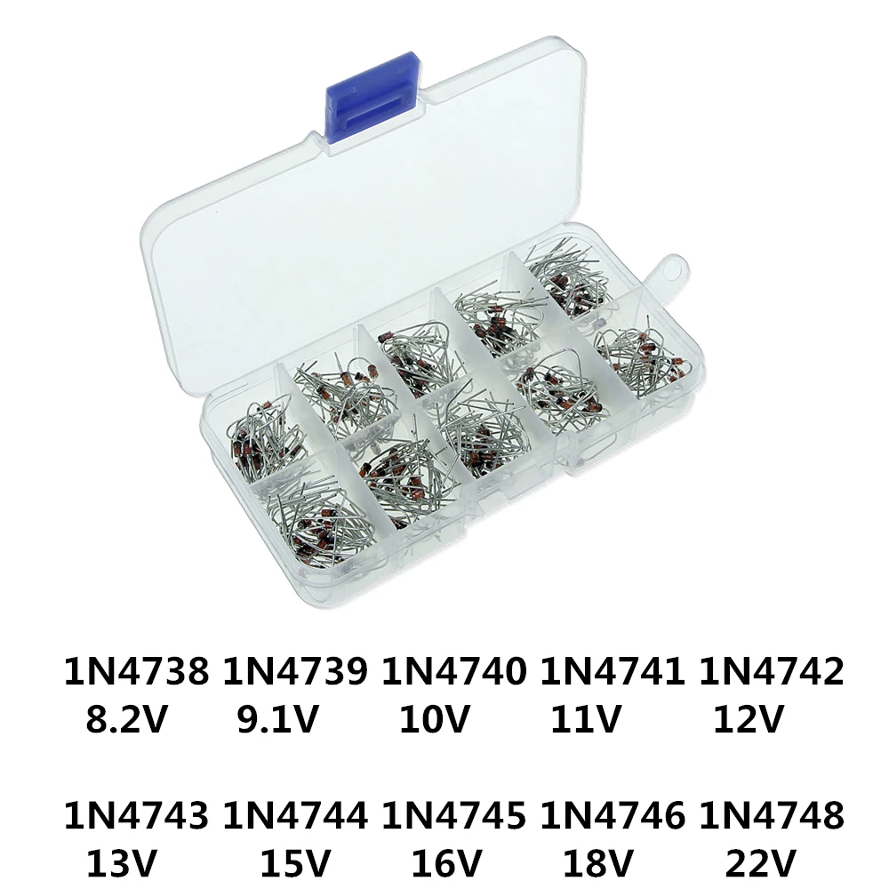 10Values x20 200pcs Zener Diode Assortment Electronic kit 1N4738~1N4748 With storage Box
10Values x20 200pcs Zener Diode Assortment Electronic kit 1N4738~1N4748 With storage Box