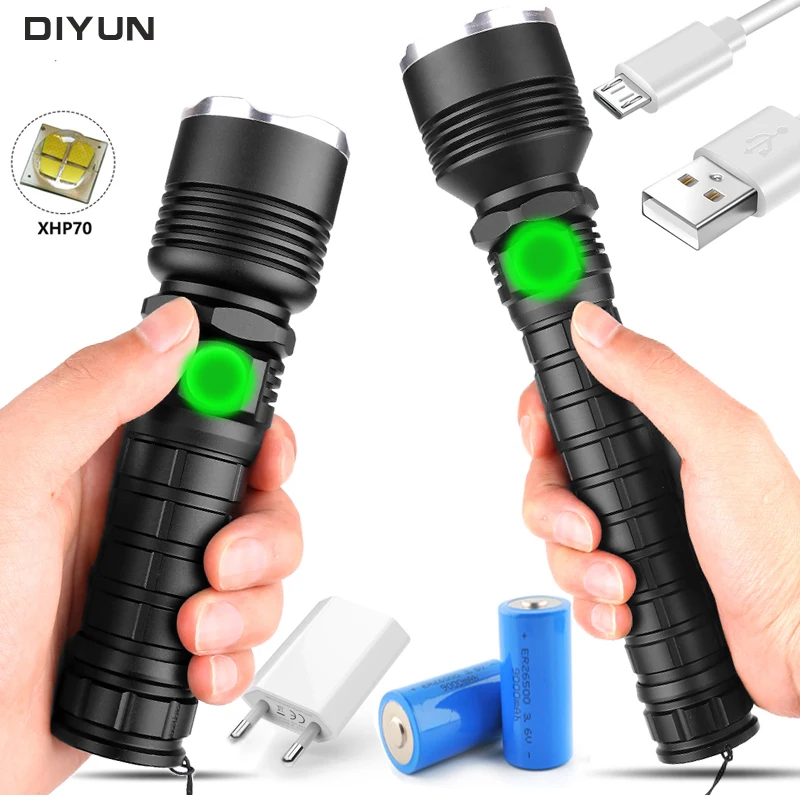 80000LM Powerful Led Flashlight XHP70.2/XHP50 flashlight USB charging Zoom led torch lanter 26650/18650 battery For Camping Lamp
80000LM Powerful Led Flashlight XHP70.2/XHP50 flashlight USB charging Zoom led torch lanter 26650/18650 battery For Camping Lamp