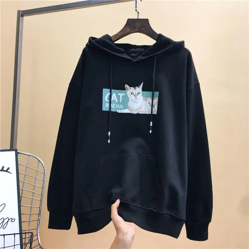 Autumn Winter Coat Cartoon Hoody Women Sweatshirt Cute Cat Print Harajuku Loose Black Long Sleeve Pulloves Female Clothing
Autumn Winter Coat Cartoon Hoody Women Sweatshirt Cute Cat Print Harajuku Loose Black Long Sleeve Pulloves Female Clothing