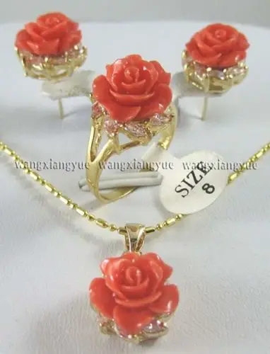 hot sell new - 12MM Pink Coral Carved Flower Earrings Ring Necklace Pendant set (A0425)
hot sell new - 12MM Pink Coral Carved Flower Earrings Ring Necklace Pendant set (A0425)