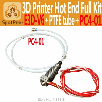 

3d printer Print Head E3D-V6 Hot End Kit Bowden/RepRap extruder parts accessories Long distance print head+ PTFT tube+PC4-01