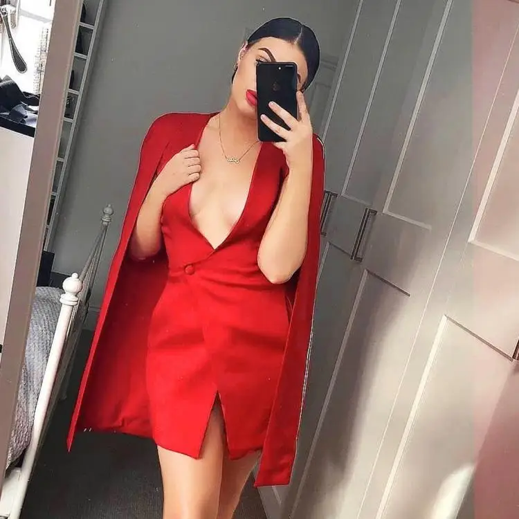 2019 Mini Dress Sexy Celebrity Retro Deep V Neck Fashion Women Sleeveless Botton Elegant Night Club Body con Dresses Wholesale | Женская