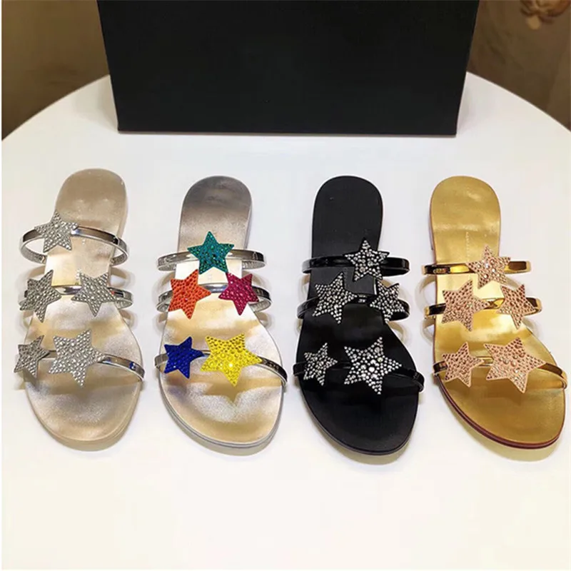 Crystal Color Pentagram Slippers Bling Summer Trend Beach Zapatos De Mujer Mixed Color Calsual Shoes Woman Sweet Women Shoes 
Crystal Color Pentagram Slippers Bling Summer Trend Beach Zapatos De Mujer Mixed Color Calsual Shoes Woman Sweet Women Shoes