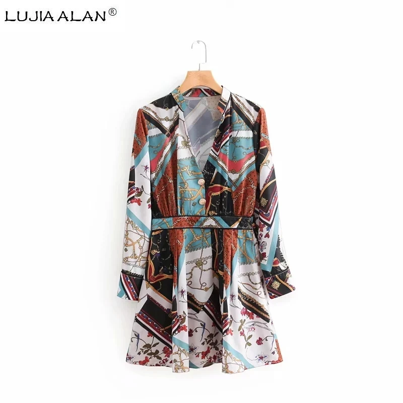 LUJIA ALAN Fashion women Chain Patchwork printing mini dress Casual Nine quarter sleeves dresses female vestidos LD1316
LUJIA ALAN Fashion women Chain Patchwork printing mini dress Casual Nine quarter sleeves dresses female vestidos LD1316