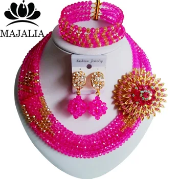Majalia Fashion Nigeria Wedding African Beads Jewelry Set Hot pink and Gold ab Crystal Necklace Bridal Jewelry Sets 5VU035
Majalia Fashion Nigeria Wedding African Beads Jewelry Set Hot pink and Gold ab Crystal Necklace Bridal Jewelry Sets 5VU035