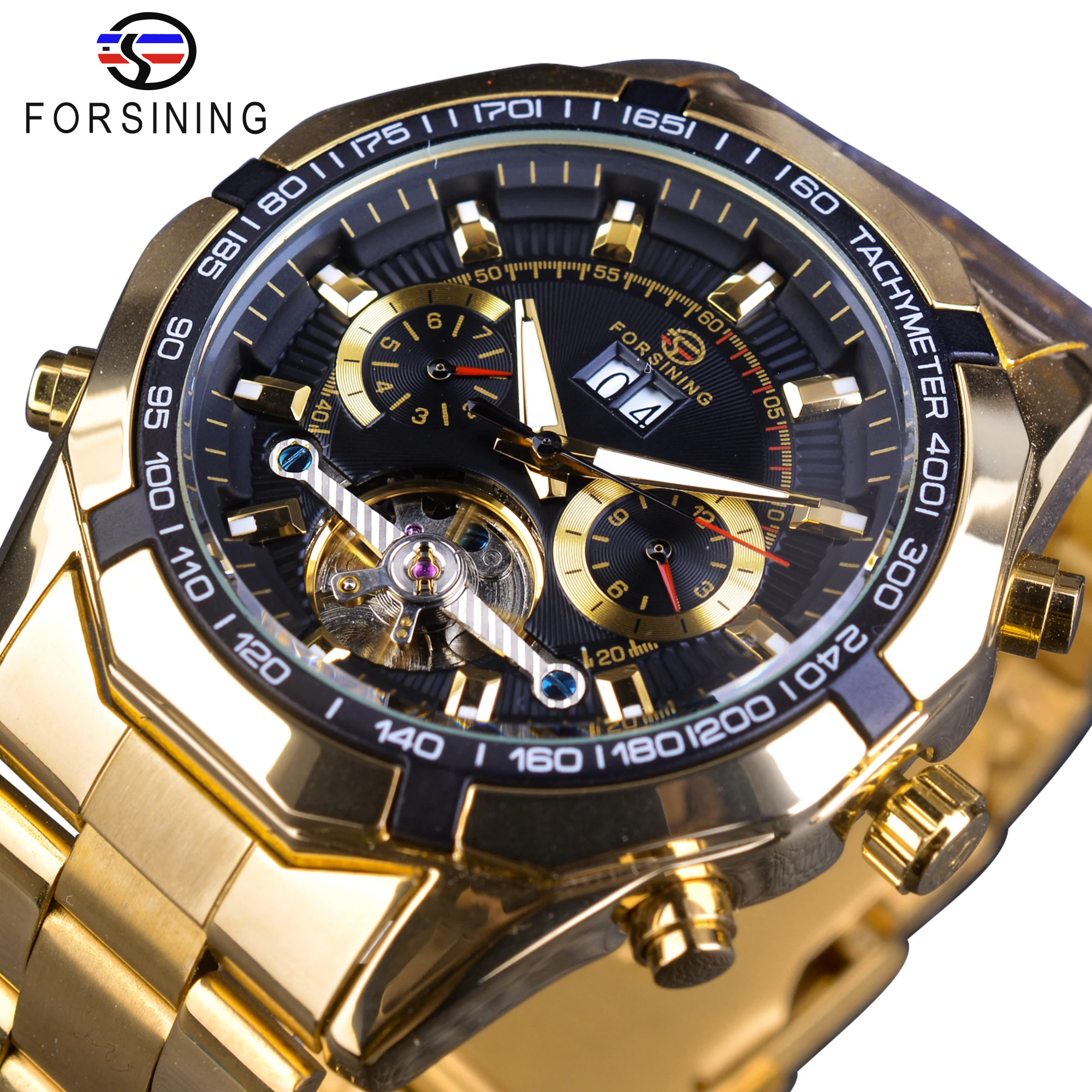 Forsining Men's Mechanical Watch Top Brand Luxury Golden Bracelet Business Watch Calendar Display Black Dial Tourbillion Design
Forsining Men's Mechanical Watch Top Brand Luxury Golden Bracelet Business Watch Calendar Display Black Dial Tourbillion Design