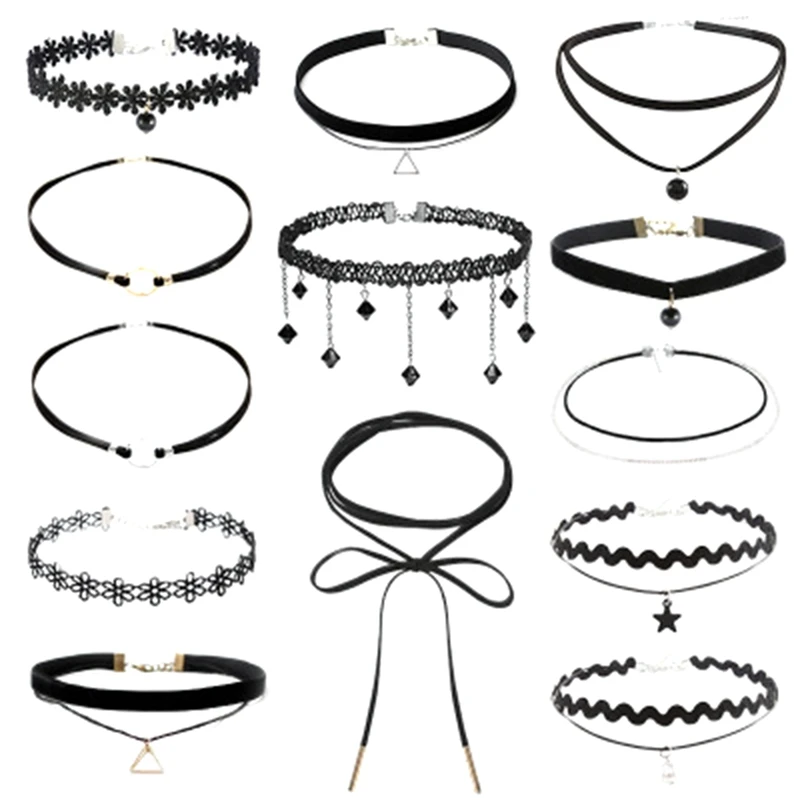 5/6/8/10/13pcs Choker Necklace Black Lace Velvet Strip Woman Collar Party Jewelry Neck Accessories Handcrafted Chain Necklace
5/6/8/10/13pcs Choker Necklace Black Lace Velvet Strip Woman Collar Party Jewelry Neck Accessories Handcrafted Chain Necklace